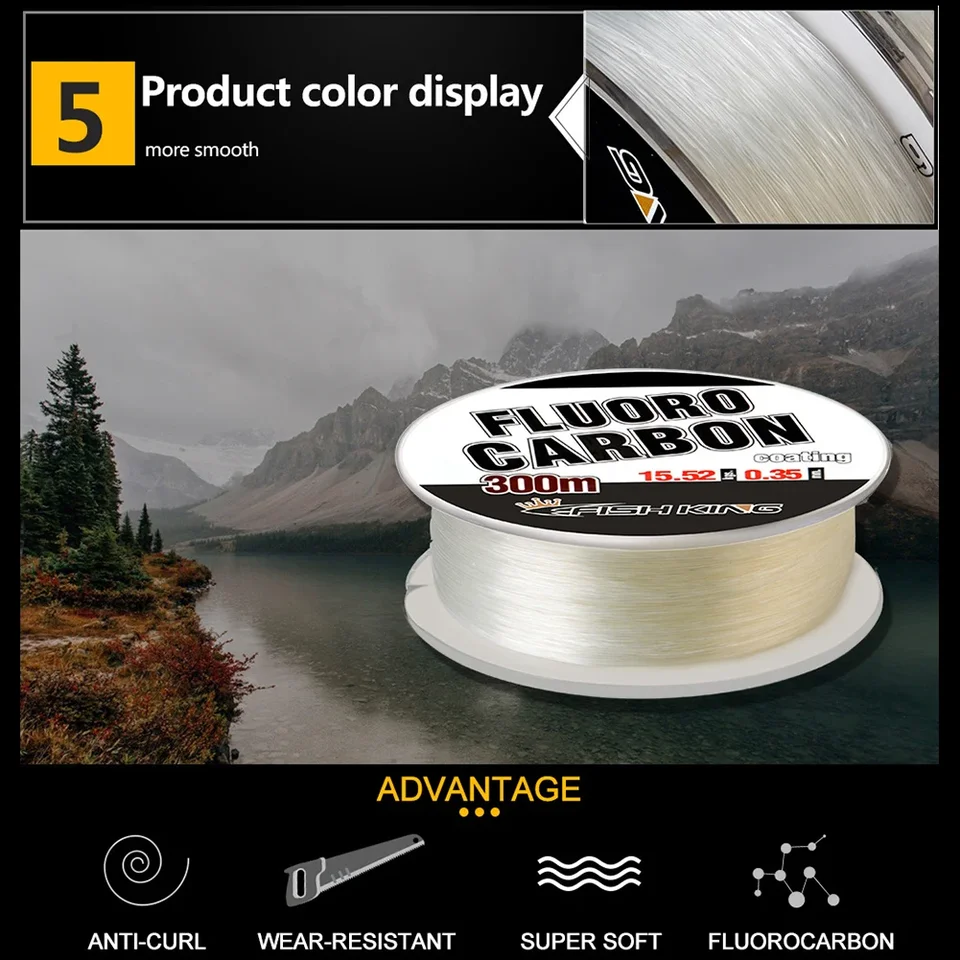 Ligne De Pêche Fluorocarbone 300m - Diamètre 0.35mm | Ligne Invisible Haute Résistance
