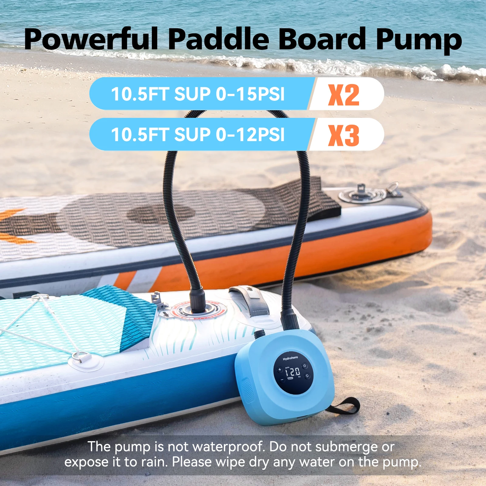 Pompe électrique Rechargeable Pour Paddle Board – 20 PSI, Gonflage Rapide, Arrêt Auto, Portable