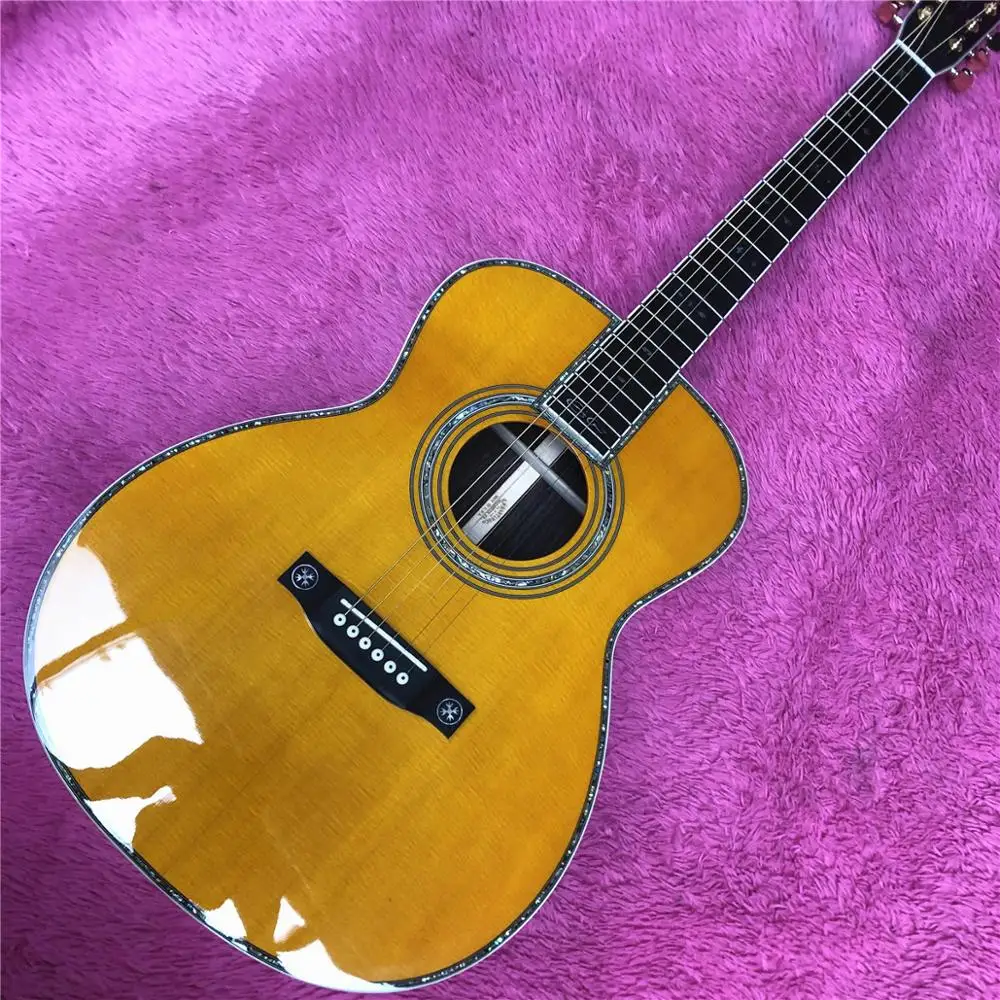 Однотонная Акустическая гитара OM гриф из Эбенового дерева 41 дюйм настоящая