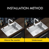 304สแตนเลสสตีลอ่างล้างจาน Topmount หรือ Undermount ชามเดี่ยวอ่างล้างหน้าสำหรับบ้านที่มีระบายน้ำอุปกรณ์เสริม 4