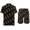 Golden Bitcoin Men Sets Blockchain Crypto Print Casual Shorts Beachwear Shirt Set Summer Funny Suit Short Sleeves Big Size 3