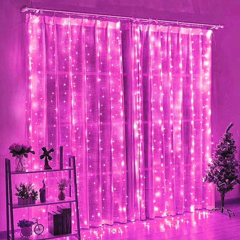thumbnail image 1 of Cortina de guirnalda de 3/4/6 m para habitación, boda, 2024, luces navideñas, decoraciones, cortinas para el hogar, luces LED decorativas, luces de hadas, 1 of 5