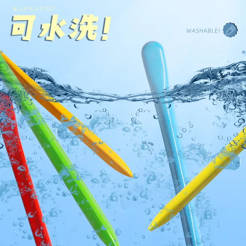 Non Dirty Hands Washable Colores Pen Plumones Oil Painting Stick for Children's Painting Graffiti Triangular Pole Plastic Crayon