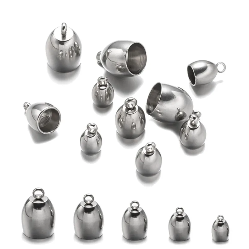 

20pcs Stainless Steel Barrel End Bead Cap Leather Cord Terminators For DIY Tassel Earring Choker Bracelet Jewelry Making Supply