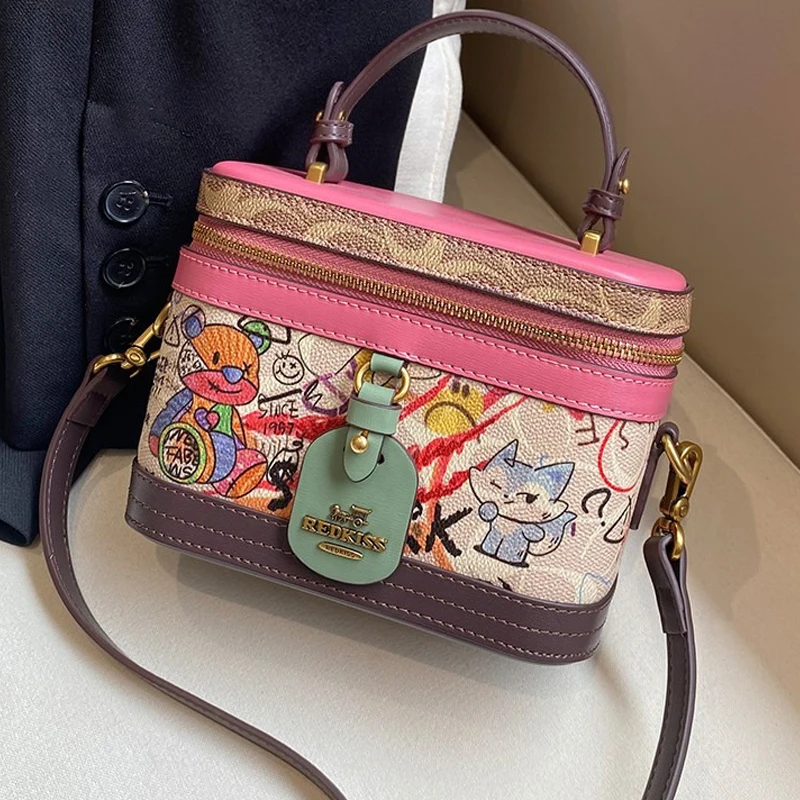 Advanced Water Bucket Bag 2024 New Fashion Women's Bag Lunch Box Bag Contrast Color Single Shoulder Crossbody Handbag