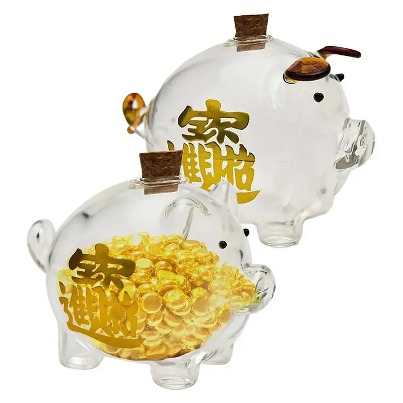 

Pig Money Jar Pig Banks For Kids With Cork Stopper Clear Attract Wealth Pig Bank Gold Bean Storage Jar Boy Girl Practical Gift