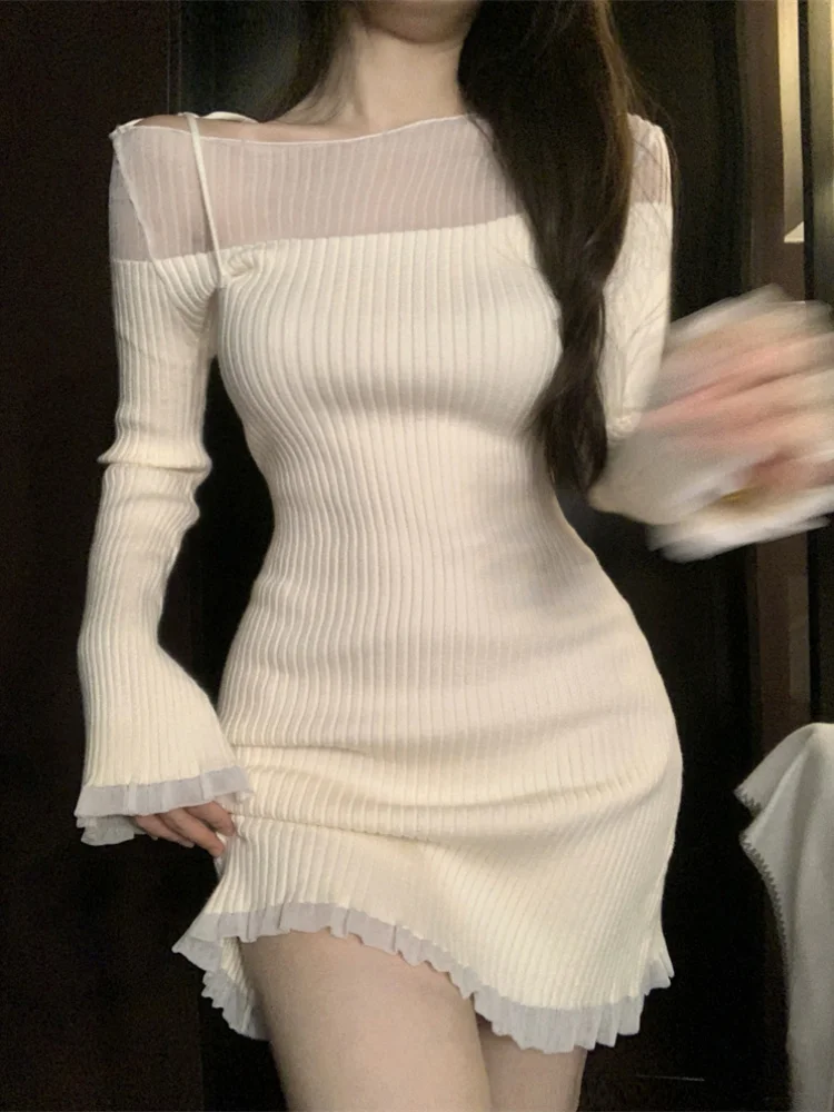 ボディコン ドレス ミニ レース メッシュ セクシー パッチワーク レディース Amazon.co.jp: [YuanD] セクシー ミニ丈 ワンピース レース 長袖