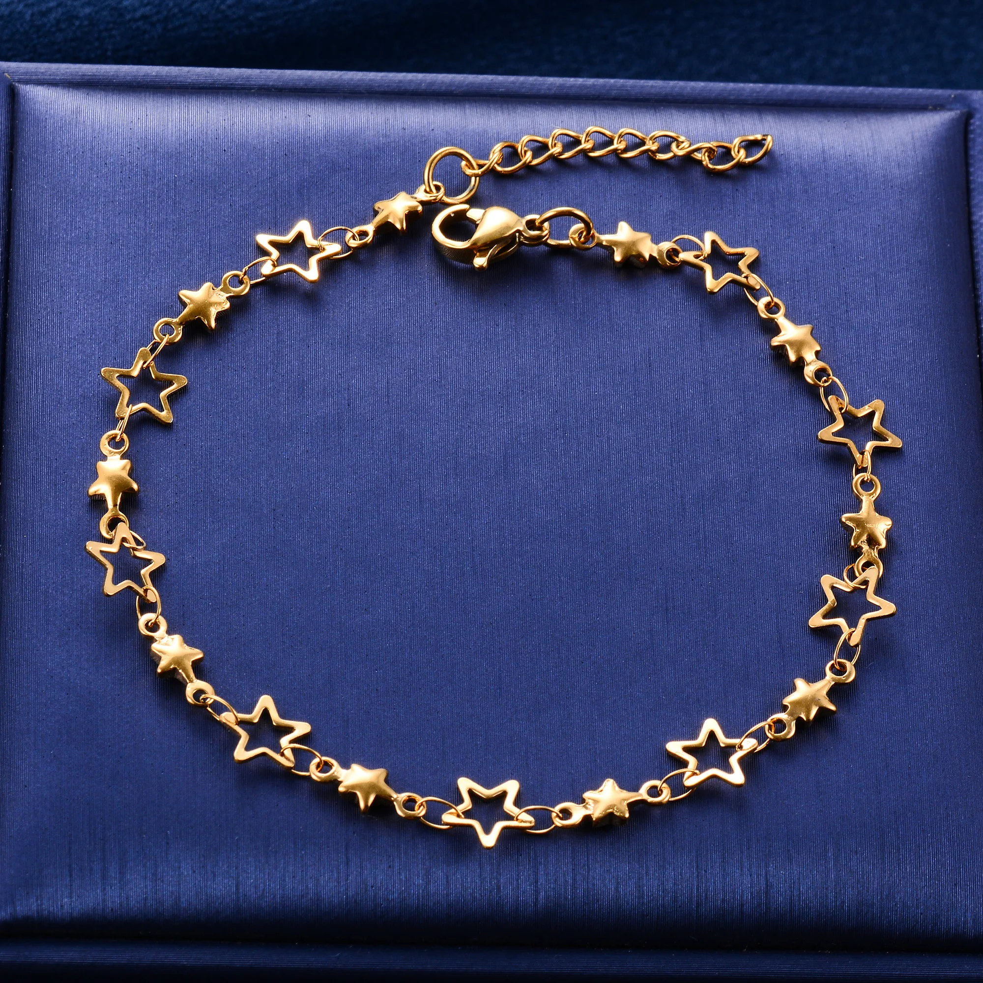 7mm Stainless Steel Star Bracelet Link Hand Chain for Women Girl Handmade Wristband Anklets Metal Jewelry Gift