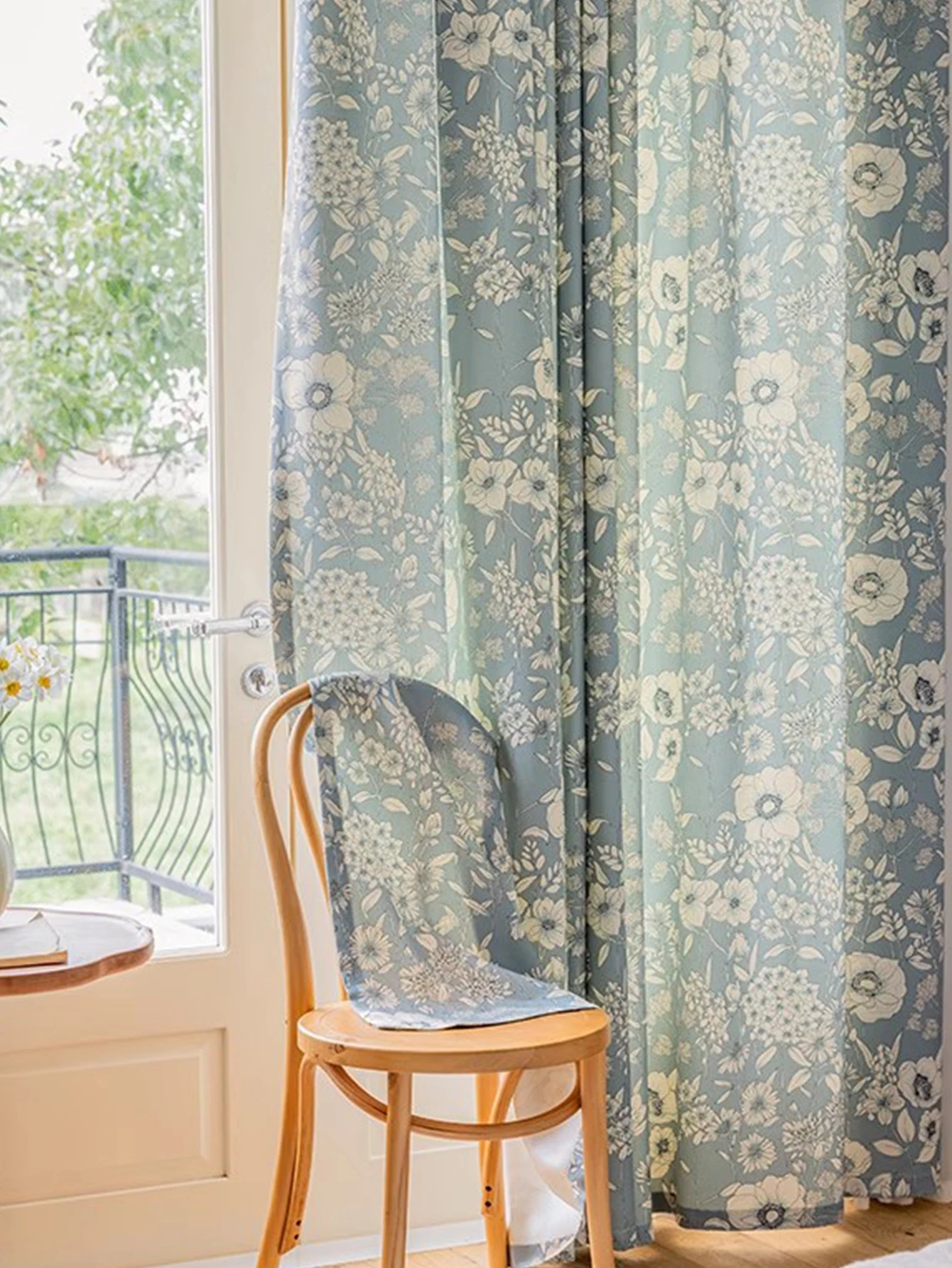 1pc Chinese pastoral style curtains American fresh art living room bedroom semi-blackout wind window 3