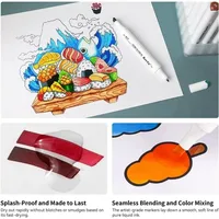 Спиртовые маркеры Arrtx ALP 80/90 цветов, двойные наконечники, художественные маркеры для перманентного рисования для художников, раскраска для взрослых, иллюстрация, дизайн — изображение 2