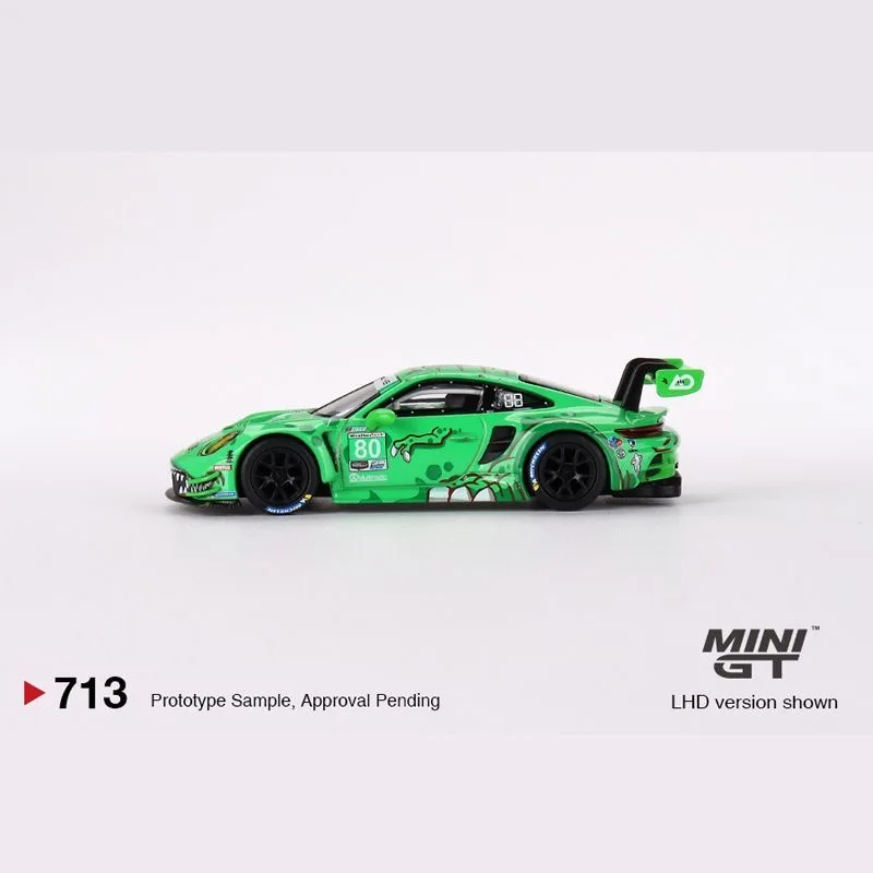 MINI GT 1:64 Porsce 911 GT3R #80 2023 Sebring Green Dinosaur Alloy car model set 4