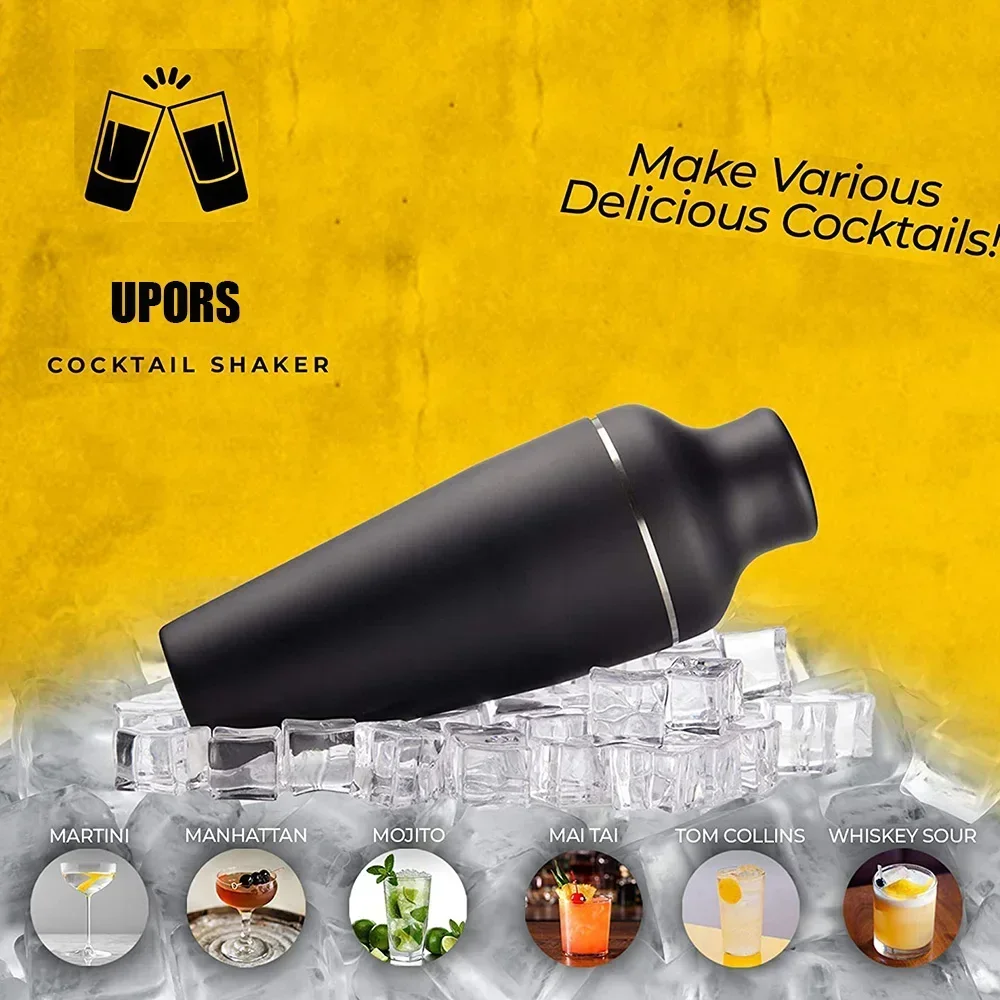 Matte Black Cocktail Shaker Set Bartending Equipment Wine Martini Drink Mixer Barware tools Bartender Kit for Home Bar 8Pcs,cocktail shaker,cocktail bar tools