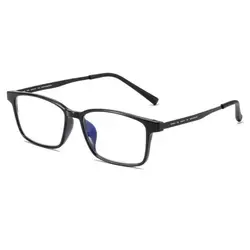 Ultralight Blue Light Blocking Square Eyewear with TR90 Titanium Alloy Optical Frame - Strength 350 (Black)