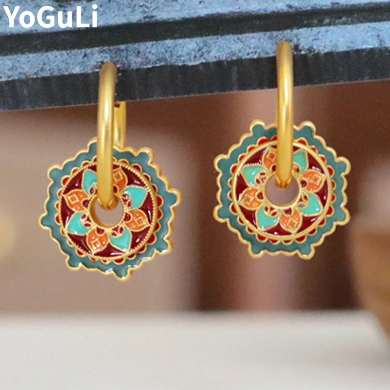 

Retro Jewelry Elegant Luxury Temperament Multiple Colors Drop Earrings For Women Female Gifts Delicate Design Ear Accessories