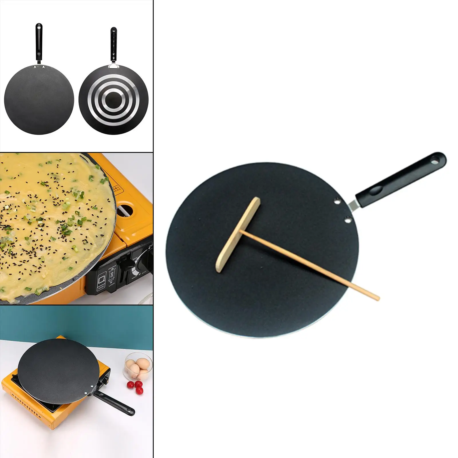 Padella In Ghisa BRAVECOW Per Pancake E Crêpe – Diametro 26 Cm, Manico In Legno, Antiaderente Naturale