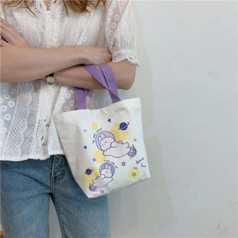 Холщовая Сумка для женщин, маленькая Повседневная Дамская сумочка для покупок, Маленькая симпатичная Студенческая переносная сумка