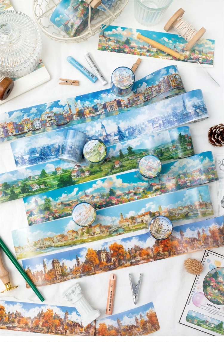 50 mm x 2 m Reise-Landschafts-Bänder, Aufkleber, 1 Rolle, dekorative Collage, Tagebuch, Album, Scrapbooking-Material, Bastelbedarf – Detail 15