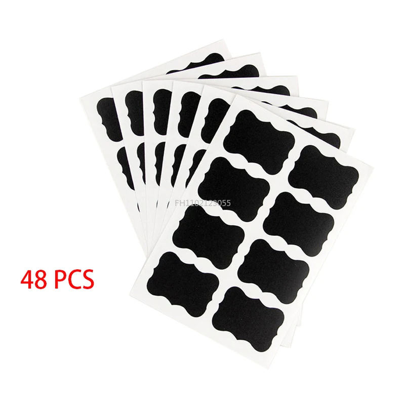 48PCS/6 set Chalkboard Labels Removable Waterproof Blackboard Sticker Label for Jars Glass Bottle Labels