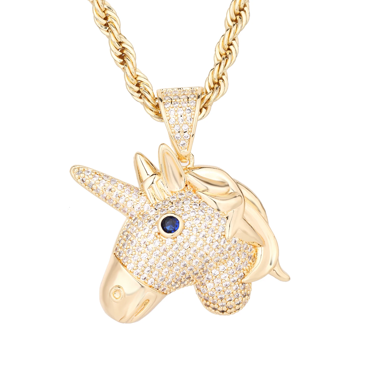 

2024-New European and American Fashion Women's Unicorn Necklace Cute Cartoon Inlaid Zircon Unicorn Pendant Girl Jewelry