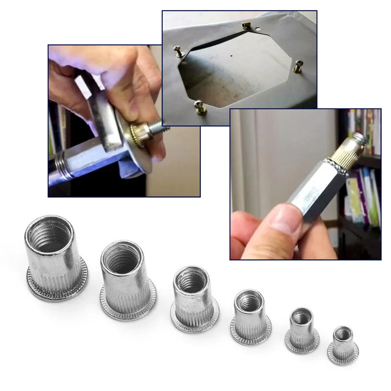 Rivet Nut Plier Kit 100pcs Tool Kit M3/M4/M5/M6/M8 Aluminum Rivets Nuts