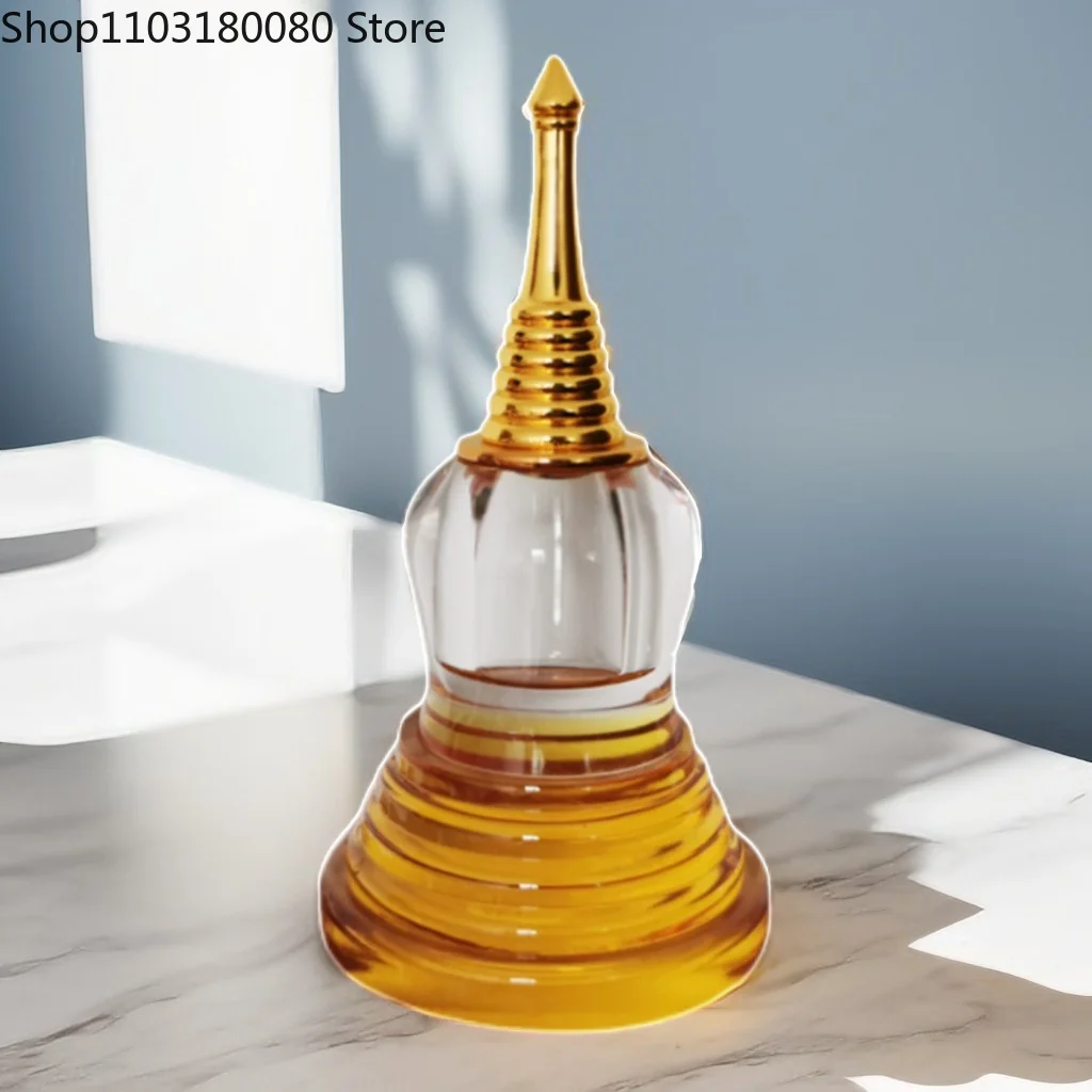 

12cm Crystal stupa Sarira dagoba Pagoda statue Tibet Buddhism Decor sculpture