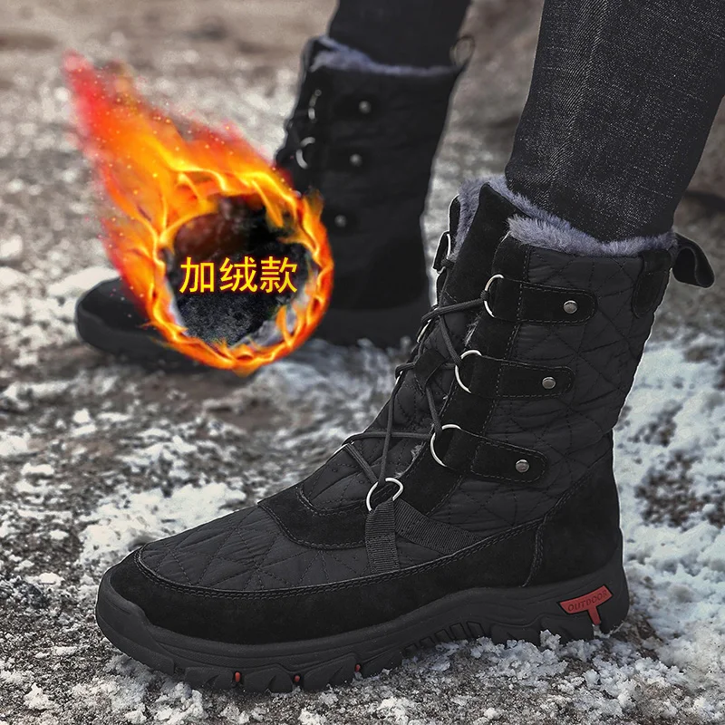 2023 Nuovi Stivali In Pelle Da Uomo Inverno Multiuso In Cotone Caldo Panno Impermeabile Di Grandi Dimensioni 38-48 Uggs Scarpe Da Uomo Antiscivolo