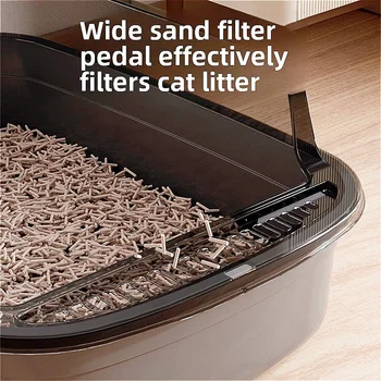 Cat Litter Box Thickening Kitty Sandbox Semi-enclosed High Side Splashproof Pet Bedpans with Litter Scoop Cleaning Cat Supplies 4