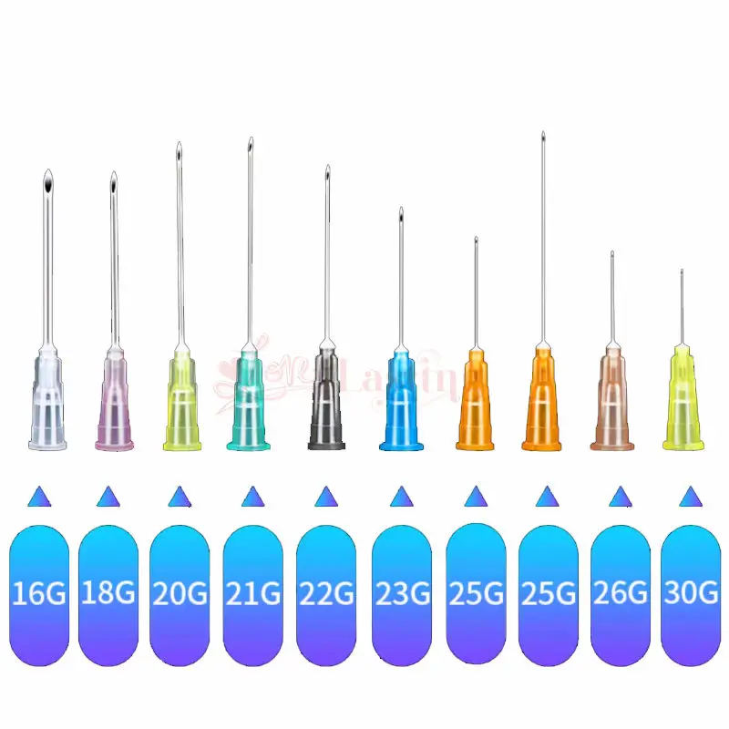 25pcs Tip Needle Transparent Syringe Clear Disposable Sterile Body Piercing Needles Navel Ear Nose Tattoo 16G18G 20G 21G 22G