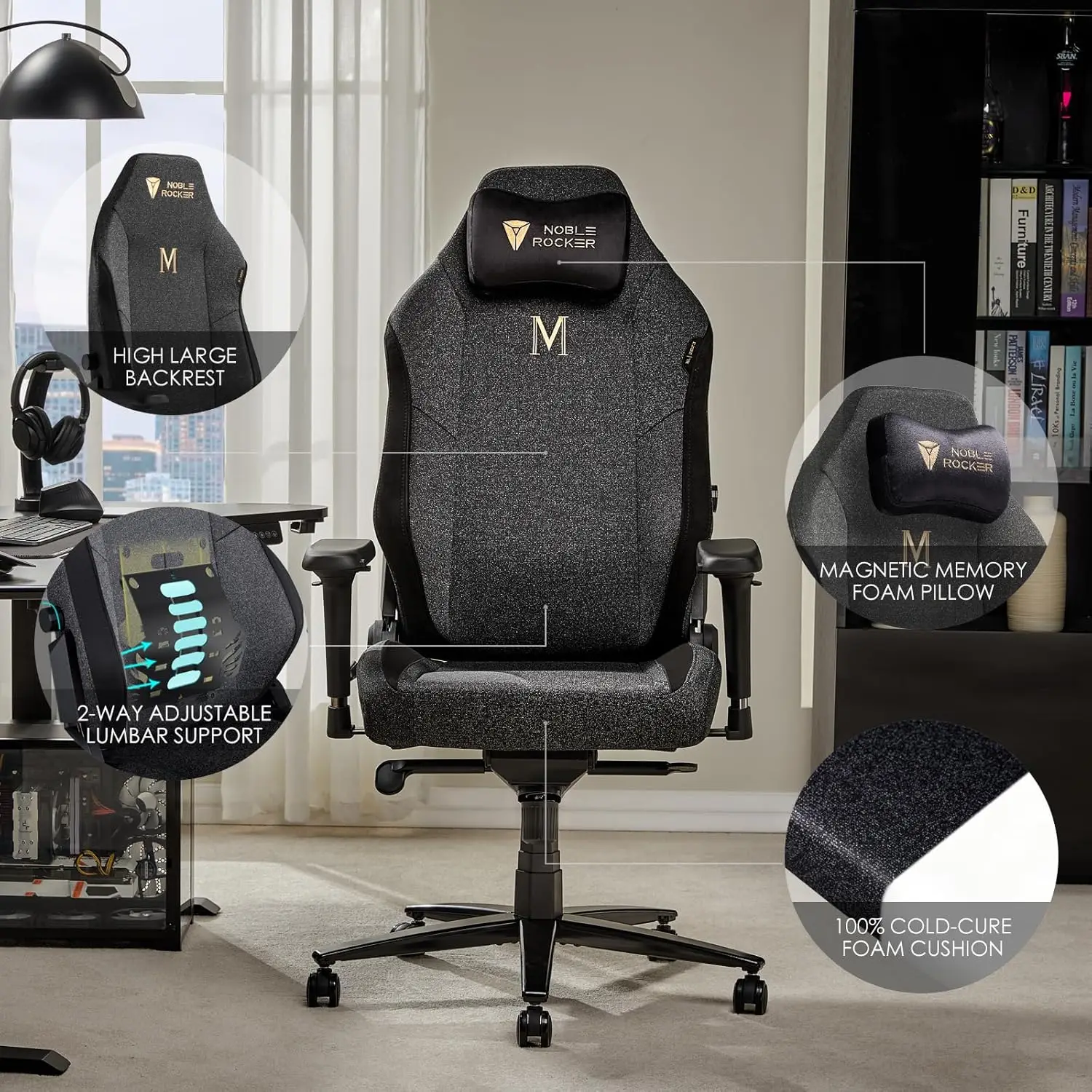 Gaming Chair Ergonomic PC Game Chair- Lumbar Support Headrest 4D Armrests Computer Chair, Big and Tall Comfortable Large, 4