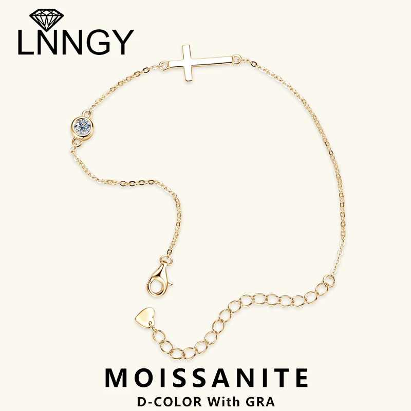 

Браслеты Lnngy с муассанитом 4 мм, 2,5 мм для женщин и мужчин, винтажные регулируемые браслеты-цепочки с крестом, модные женские браслеты, подарочные украшения