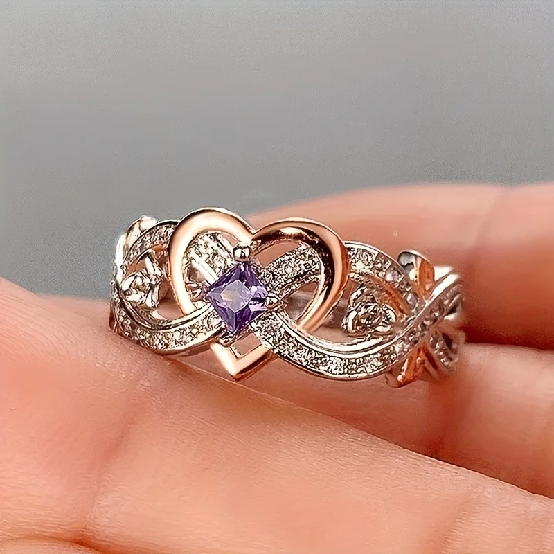 1pc Luxury WoMen's Purple Zircon Ring Jewelry Unisex Wedding Gifts For Women 1