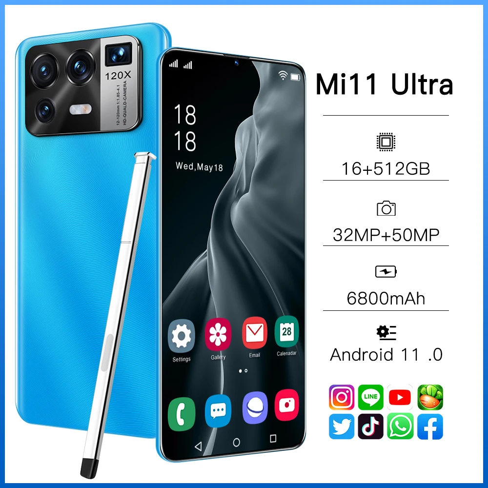 Смартфон mi 11 Ultra 6 7 дюйма 6800 мАч 16 + 512 ГБ Android 10 |