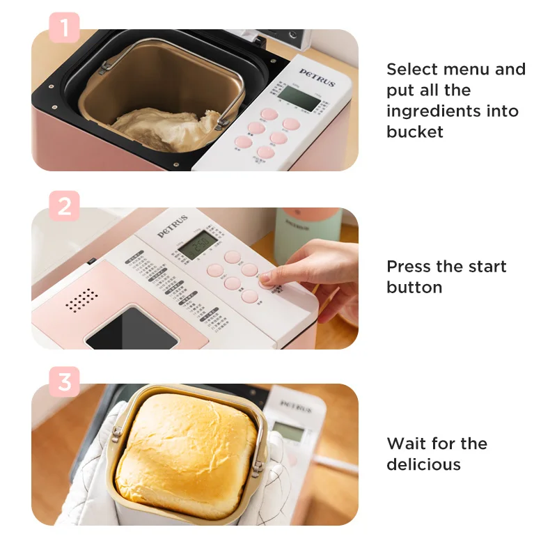 Description Picture 4 of itemPetrus Bread Maker Machine 1.5lb 22 Programmable Menus Household Use With 15 Hours Timer Delay 60 Minutes Warm Keeping
