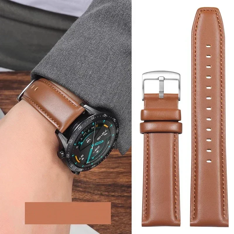 Premium Genuine Leather Watchband with Steel Pin Buckle - High-Quality Wrist Belt Bracelet, Available in 22mm and 20mm