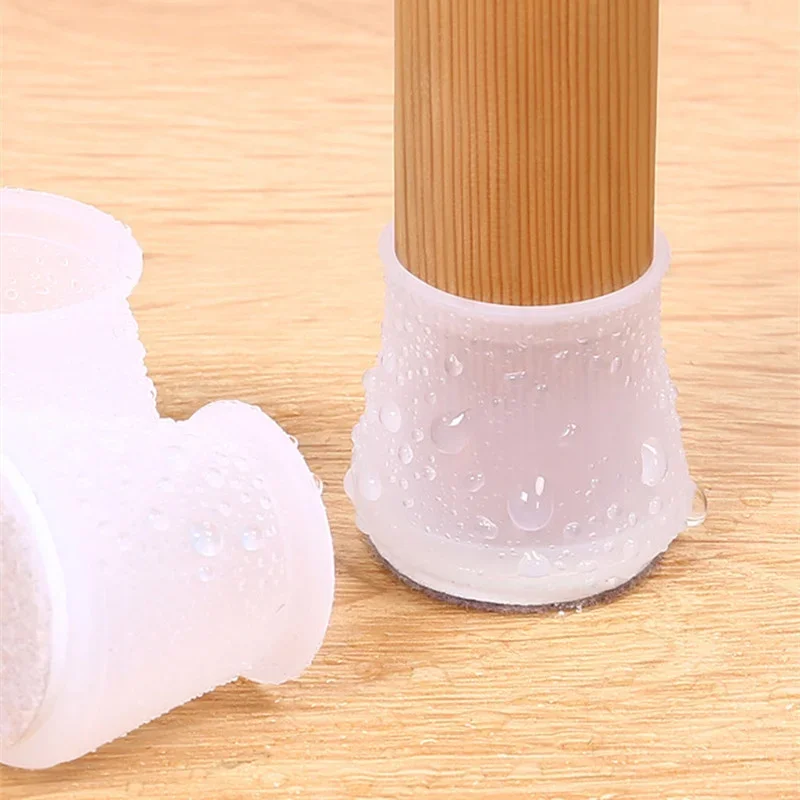Silicone Chair Leg Protectors with Non-Slip Felt Pads - Set of 16, Floor Scratch Guards