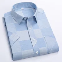 Short Sleeve Shirts For Men Summer Daily Use Fashion Print Youth Clothing Polyester Casual Business Shirts Luxury Brand Korean 2
