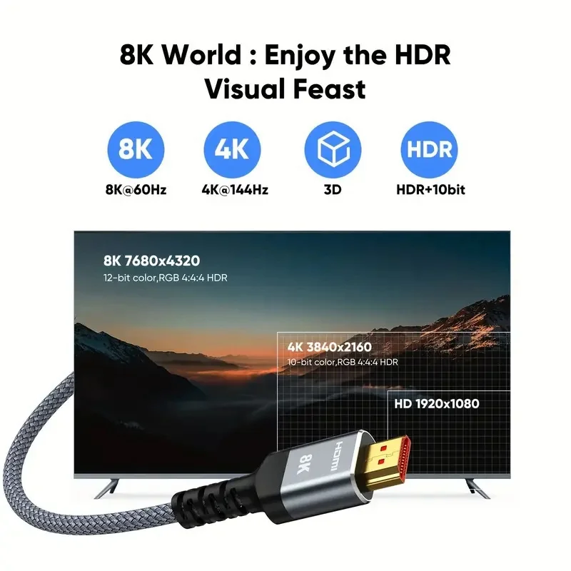 Ultra High-Speed 8K HDMI 2.1 Cable with EARC Support