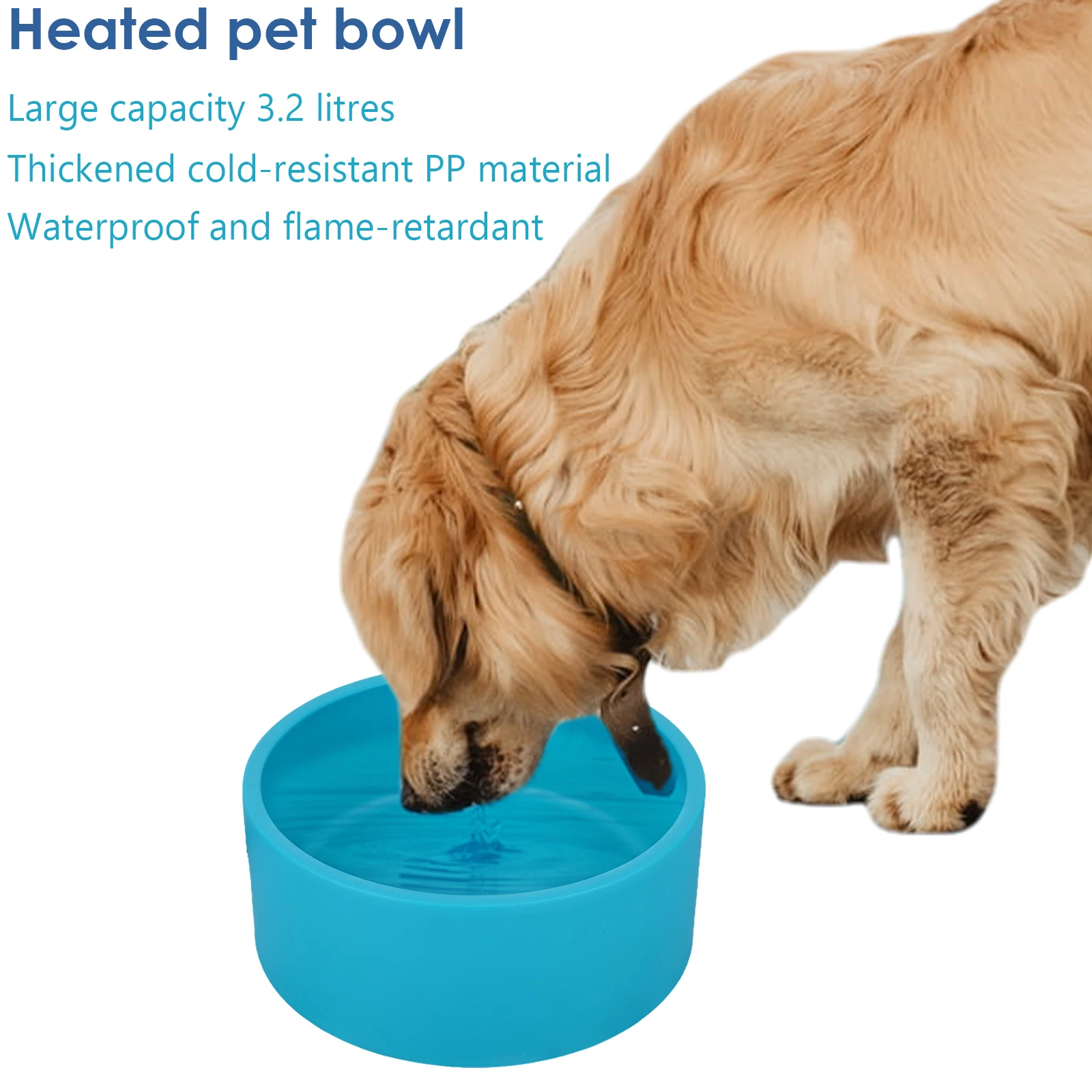 Outdoor Heated Pet Water Bowl 3.2L – Thermal Winter Water Dish for Dogs & Cats