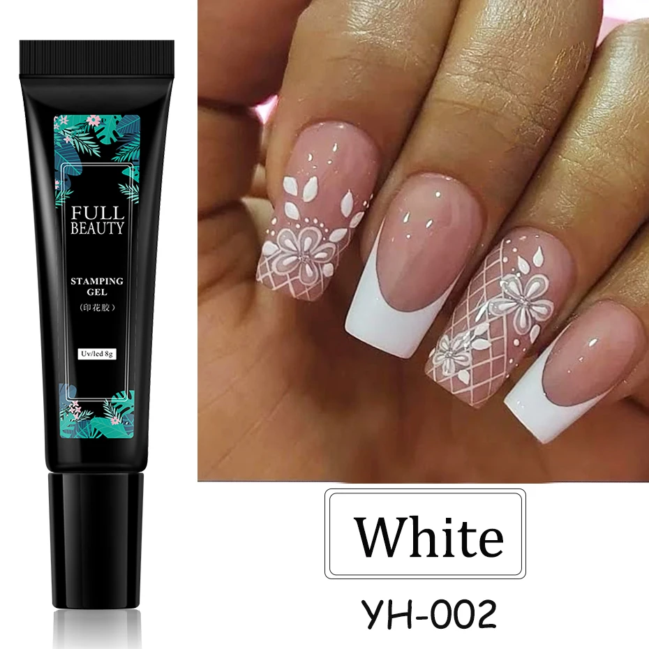 6pcs Nail Stamping Gel Polish Colorful Black White Transfer Template Poly Gel Painting Hybrid Varnish Soak Off Manicure Decor