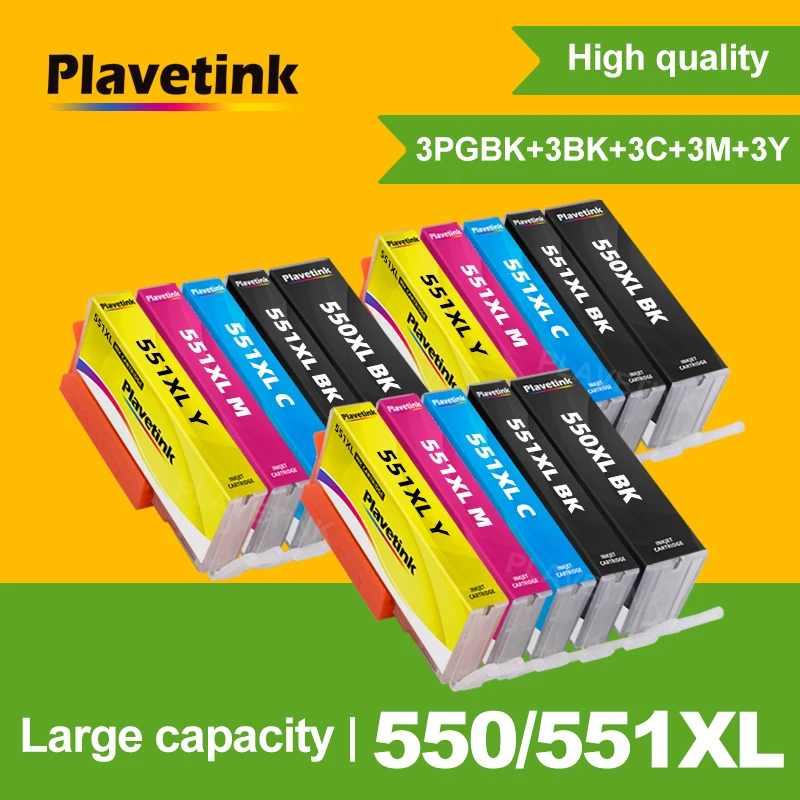 Plastetink Cartuccia D'Inchiostro Completa Compatibile Pgi550 Xl Cli551 Pgi-550 Per Canon Pixma Ip7250 Mg5450 Mg5650 Mg5550 Mg6450 Mg6650 Mx925