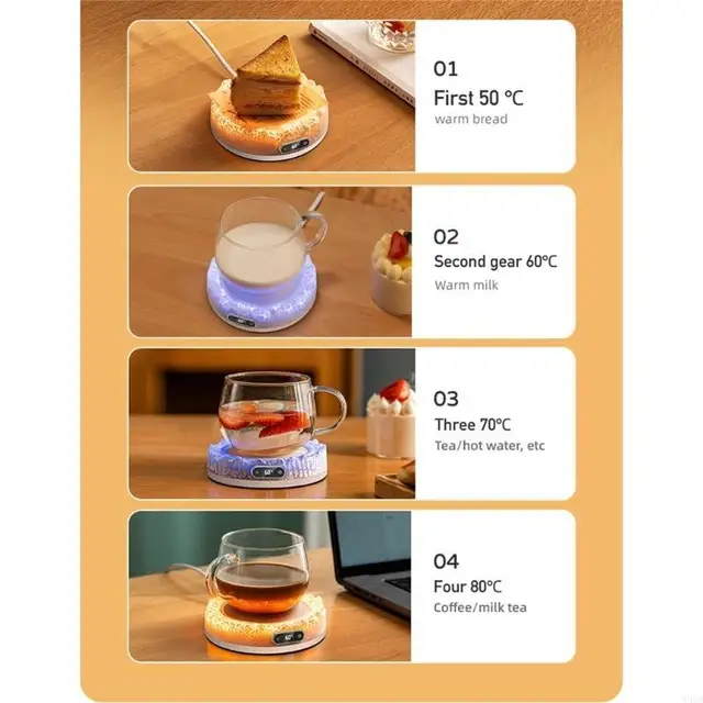 Y98B Electric Beverage Heater with 4 Heating Levels Waterproof Heating Plate Heating Suitable for Water Milk Beverage 3