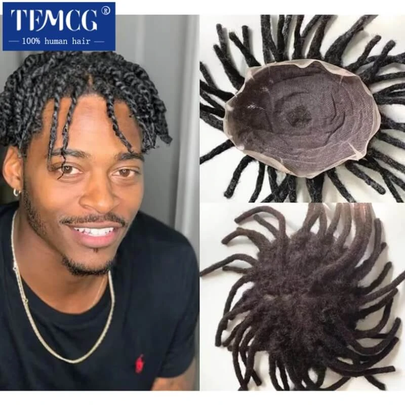 Dreadlock Full Lace Toupee Wig For Black Men Male Hair Prosthesis Afro