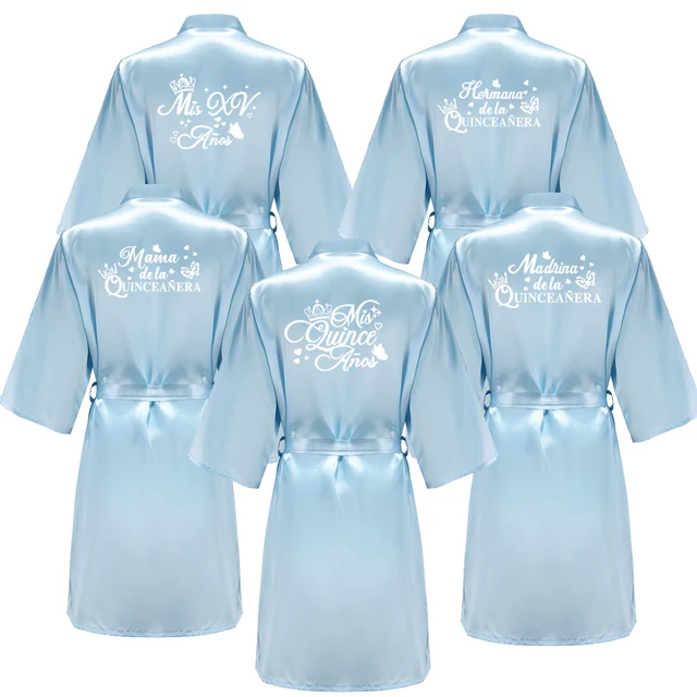 Princess Sweet 15 Years Girl Birthday Party Robes Quinceanera Robe Mis XV Bathrobe Silkly Nightgown