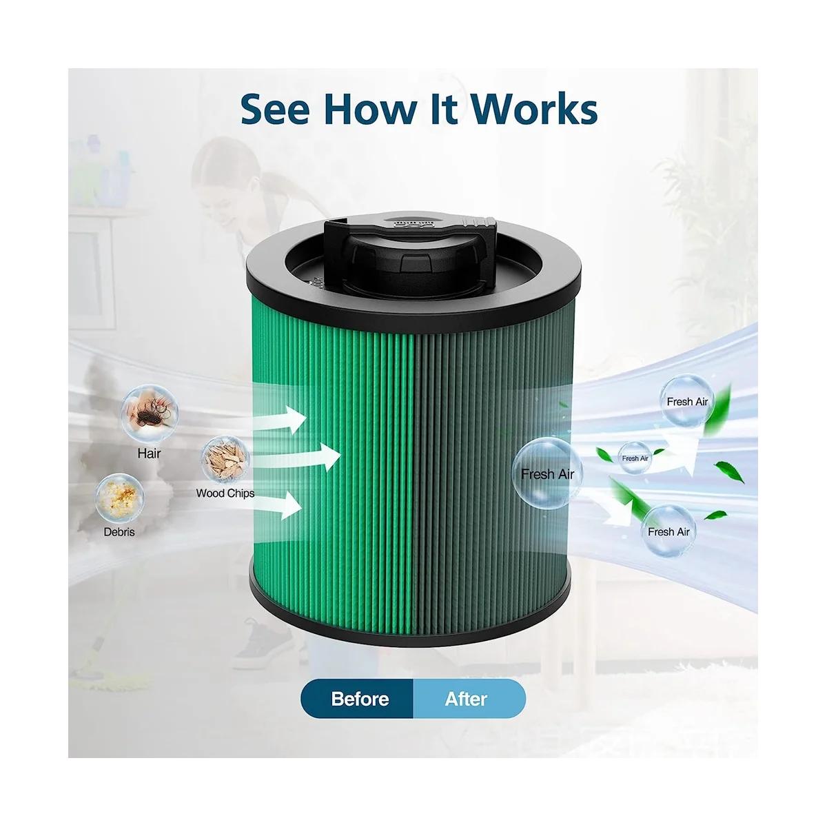 Cartridge Filter Replacement for DEWALT DXVC6914 Wet/Dry Vac Vacuum Cleaner 6-16 Gallon Filter 2 Pack