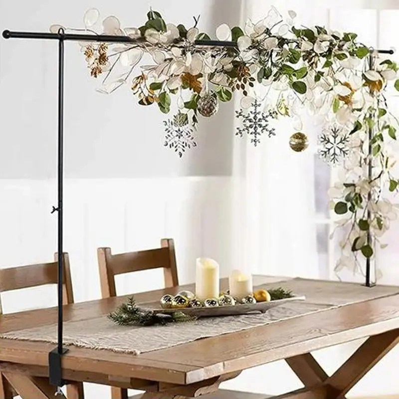 Over The Table Rod Stand With Clamps Adjustable 13''-42'' Tall 29"-98" Length Black Table Arch Hanging For Wedding Birthday