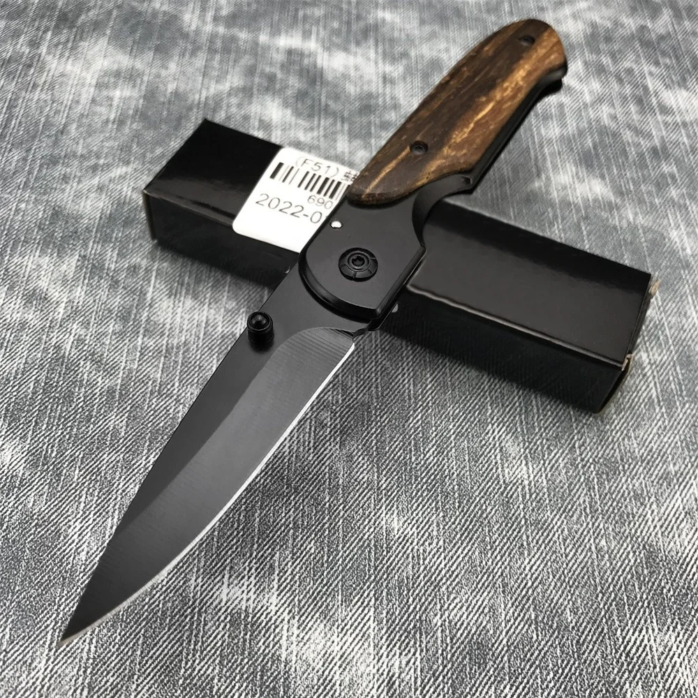 Description Picture 3 of itemBM DA44 Survival Pocket Flipper Folding Knife 5Cr13Mov Blade Steel Inlaid Colored Wood Handle Hunting Tactical Knives EDC Tool