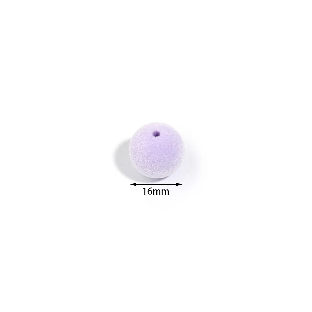 10 Teile/los 16mm Bunte Beflockung Acryl Perlen Runde Samt Perlen Lose Spacer Perlen Für Schmuck Machen DIY Schlüsselbund handwerk – Detail 1
