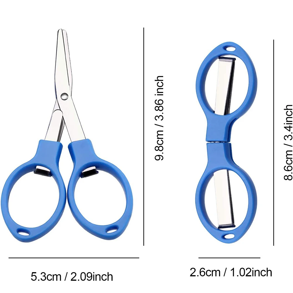 Description Picture 5 of item2/1Pcs Stainless Steel Scissors Folding Mini Scissor Portable Glasses Shape Shear Fabric Paper Cutter for Travel Sewing Crafts