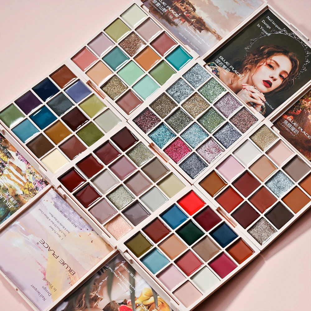 

16 Colors Glitter Solid Nail Gel Palette Jelly Solid Nail Gel Palette Mud Painting Gel Nail Art Semi Permanent UV Gel Varnish