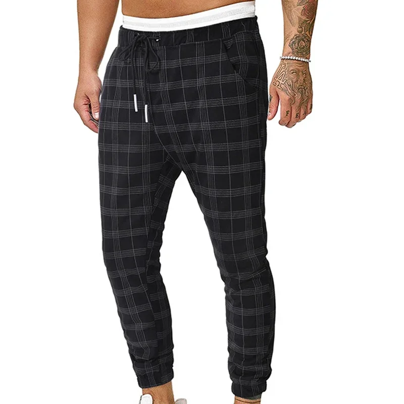 

New Fashion Plaid Printed Harem Pants Men Fashions Joggers Pants Men Streetwear Skinny Hip Hop Fitness Pants Trousers Clothing